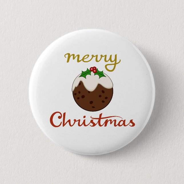 Badge Rond 5 Cm Joyeux Noël+Pudding Design (Devant)