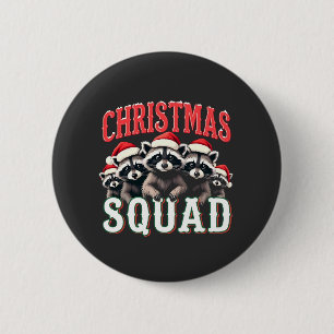 Badge Rond 5 Cm Joyeux Noël Raccoon Santa Hat Amateurs