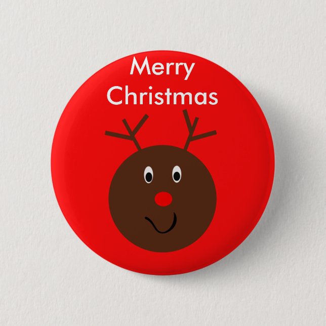 Badge Rond 5 Cm Joyeux Noël Reindeer Button Party Faveurs (Devant)