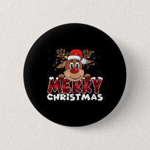 Badge Rond 5 Cm Joyeux Noël Reindeer Hommes Femmes Famille Corresp