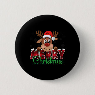 Badge Rond 5 Cm Joyeux Noël Renne Hommes Femmes Famille Assorti