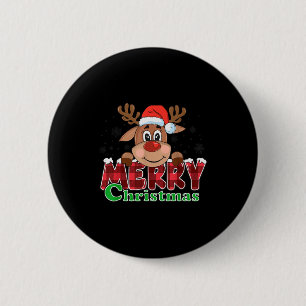 Badge Rond 5 Cm Joyeux Noël Renne Xmas Famille Enfants Hommes Femm