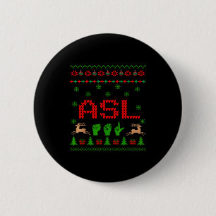 Badge Rond 5 Cm Joyeux Noël Signe Asl Signe De La Main Langue Des
