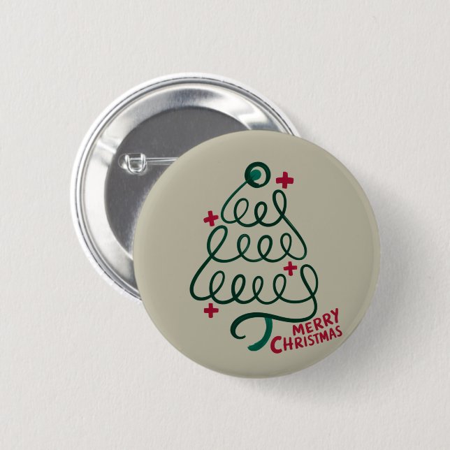 Badge Rond 5 Cm Joyeux Noël Stethoscope CNA Travailleur Médicale (Devant & derrière)