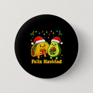 Badge Rond 5 Cm Joyeux Noël Tacos d'avocat Noël mexicain en famill