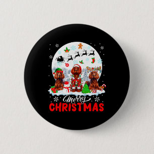 Badge Rond 5 Cm Joyeux Noël Trois Père Noël Elf Reindeer Irish Set