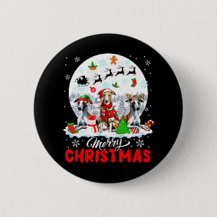 Badge Rond 5 Cm Joyeux Noël trois Père Noël Elf Reindeer Whippets