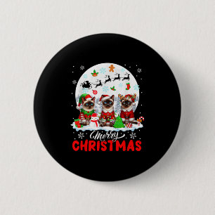 Badge Rond 5 Cm Joyeux Noël Trois Santa Elfe Renne Siamois C