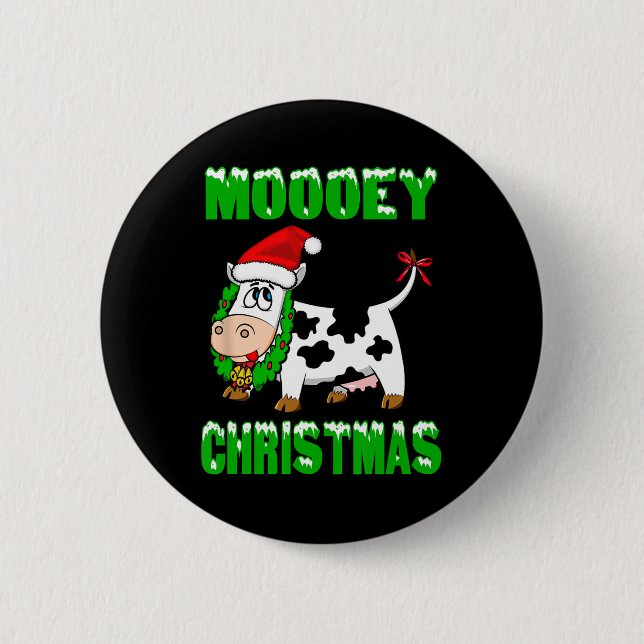 Badge Rond 5 Cm Joyeux Noël - Vache de Noël  (Devant)