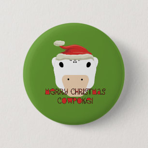 Badge Rond 5 Cm Joyeux Noël Vache Poke