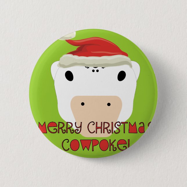 Badge Rond 5 Cm Joyeux Noël Vache Poke (Devant)