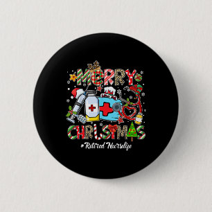Badge Rond 5 Cm Joyeux Noël Vie d'infirmière retraitée Hommes Femm