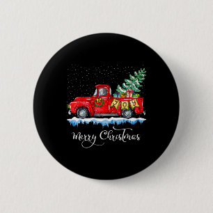 Badge Rond 5 Cm Joyeux Noël Vintage Camion Rouge Noël Ancien Style