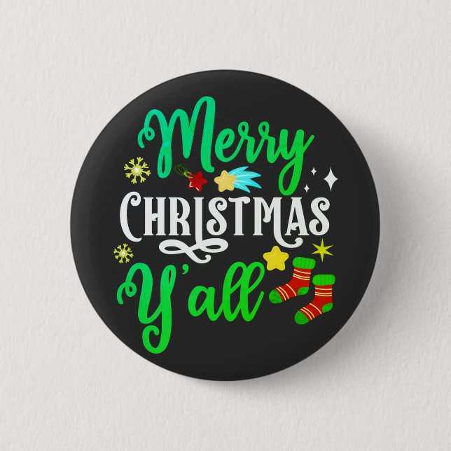 Badge Rond 5 Cm Joyeux Noël Y'all-85918 (Devant)