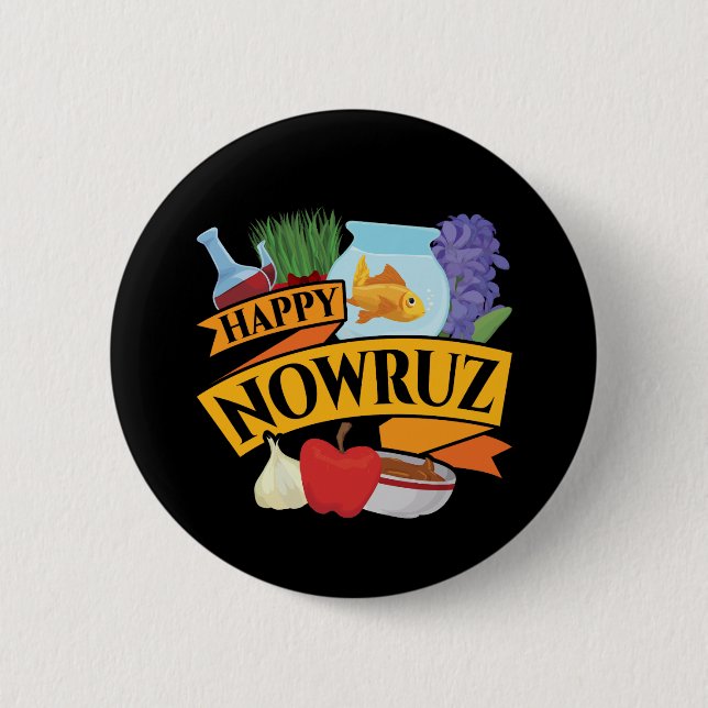 Badge Rond 5 Cm Joyeux Nowruz Nouvel An persan (Devant)