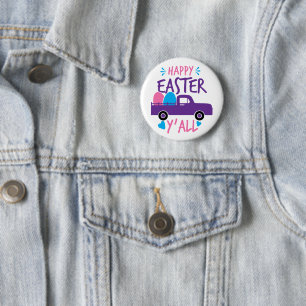 Badge Rond 5 Cm Joyeux Pâques Y'all moderne Egg Truck Classic