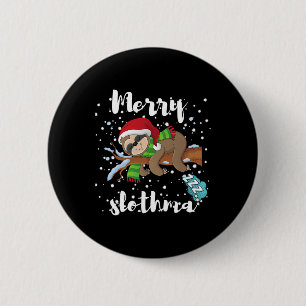 Badge Rond 5 Cm Joyeux Paresseux Noël Paresseux Amoureux Xmas Noël