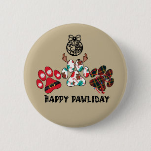 Badge Rond 5 Cm Joyeux Pawliday - Bouton de vacances de Noël
