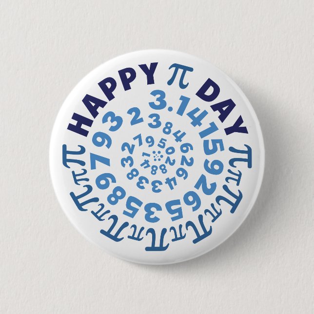 Badge Rond 5 Cm Joyeux Pi Day Rond Blanc et Bleu (Devant)