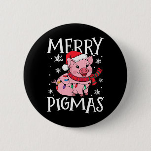 Badge Rond 5 Cm Joyeux Pigmas Drôle Cochon Noël Père Noël Cochon N