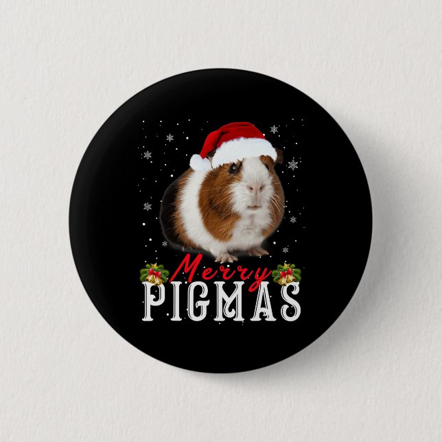 Badge Rond 5 Cm Joyeux Pigmas Masque Visage Amusant Guinée Pig Noë (Devant)