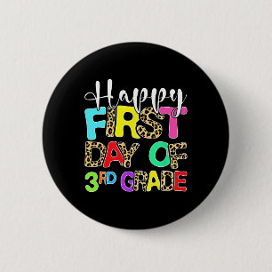 Badge Rond 5 Cm Joyeux premier jour de 3e année Léopard retour à l
