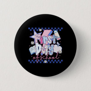 Badge Rond 5 Cm Joyeux premier jour d'école Bonjour professeur Enf