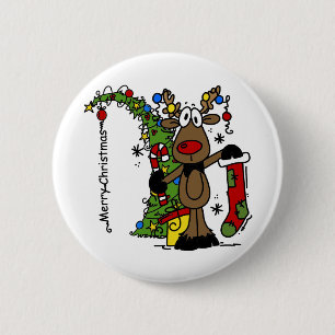 Badge Rond 5 Cm Joyeux rennes de Noël