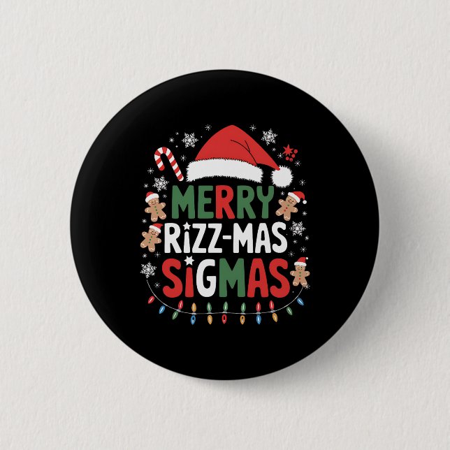 Badge Rond 5 Cm Joyeux Rizz Mas Sigmas Funny Gen Alpha X mas Père  (Devant)