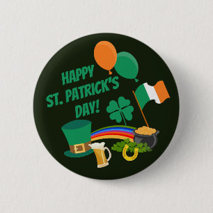 Badge Rond 5 Cm Joyeux Saint Patrick's Day symboles et traditions