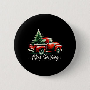 Badge Rond 5 Cm Joyeux sapin de Noël sur le camion rouge Wagon Xma