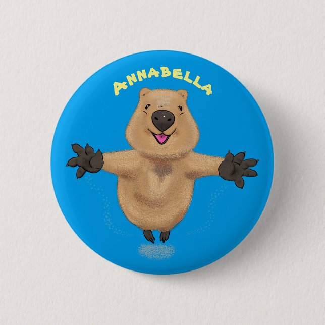 Badge Rond 5 Cm Joyeux sauter quokka dessin animé (Devant)
