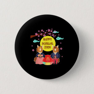 Badge Rond 5 Cm Joyeux Seollal 2026 Nouvel An lunaire coréen de l'
