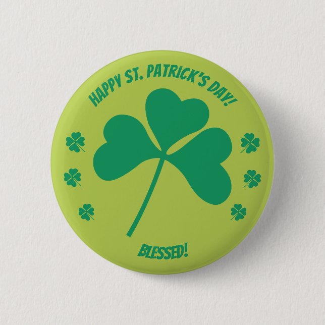 Badge Rond 5 Cm Joyeux Shamrock de la Saint Patrick et béni mais (Devant)