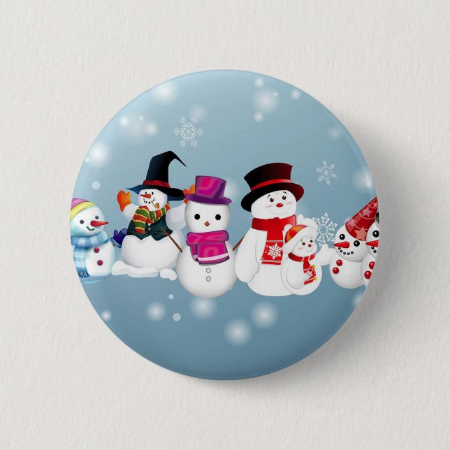 Badge Rond 5 Cm Joyeux Snowmen (Devant)