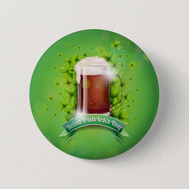 Badge Rond 5 Cm Joyeux St. Patrick's Day Mug of Beer (Devant)