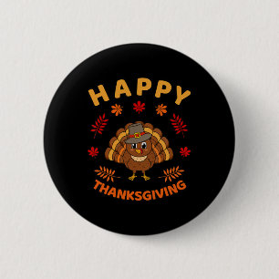 Badge Rond 5 Cm Joyeux Thanksgiving Drôle Dinde Famille Hommes Fem