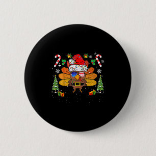 Badge Rond 5 Cm Joyeux Thanksmas Bonne fête de Thanksgiving Santa
