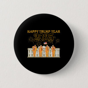 Badge Rond 5 Cm Joyeux Trump Année Party 2025 Maison Blanche Nouve