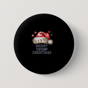 Badge Rond 5 Cm Joyeux Trump Noël Festif Santa Casquette
