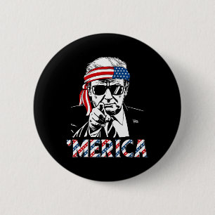 Badge Rond 5 Cm Joyeux Trump Vintage 4 juillet Amérique patriotiqu
