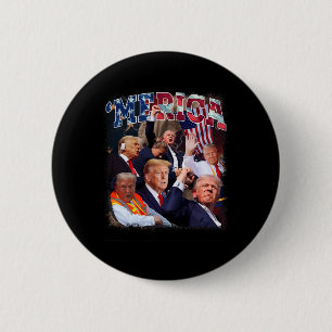Badge Rond 5 Cm Joyeux Trump Vintage 4 juillet patriotique américa