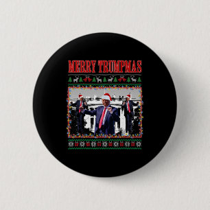 Badge Rond 5 Cm Joyeux Trumpmas Donald Trump Père Noël Famille Xma