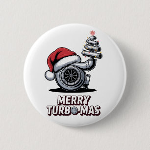 Badge Rond 5 Cm Joyeux Turbomas Mécanicien Turbo Santa Noël