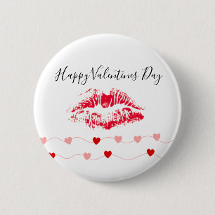 Badge Rond 5 Cm Joyeux Valentines Jour Kiss Coeurs rouges roses