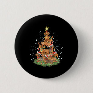 Badge Rond 5 Cm Joyeux Wolfmas Pawlidays Dachshund Arbre Aquarelle