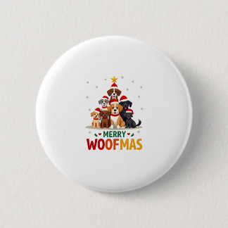 Badge Rond 5 Cm Joyeux Woofmas - Joyeux Noël pour les amoureux des