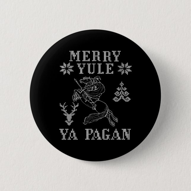 Badge Rond 5 Cm Joyeux Yule Ya Pagan Odin Sur Sleipnir Viking Chri (Devant)