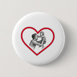 Badge Rond 5 Cm Joyful Fatherhood - Dad and Baby Heart Illustratio