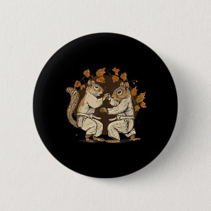 Badge Rond 5 Cm Judo Écureuil Nature MMA Arts Martiaux Kickboxing